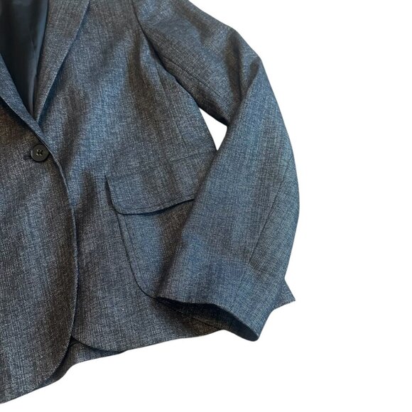 Theory Button-Down Blazer Jacket Black Grey Pockets Fitted Wool Size 4 Women's - Picture 6 of 12